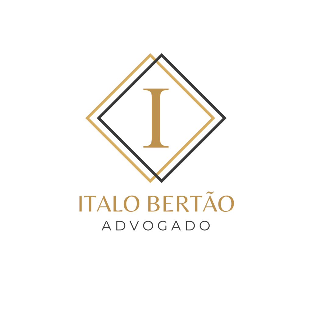 Logo da empresa Italo Bertão - Advogado especializado em Direito Previdenciário, com texto em azul e símbolo de balança